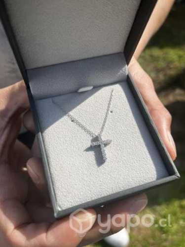 Cadena De Plata S925 Con Colgante De Cruz Con Caja