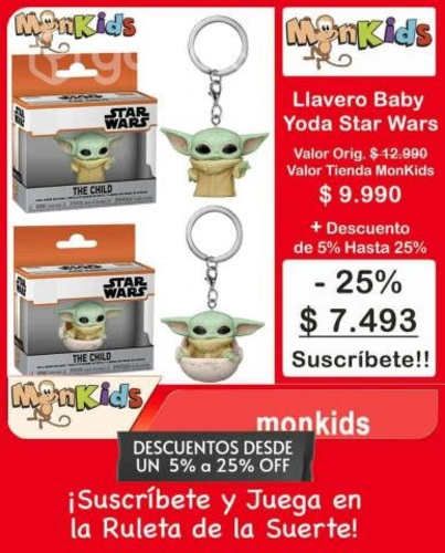 Llavero Baby Yoda Star Wars, Importado Monkids