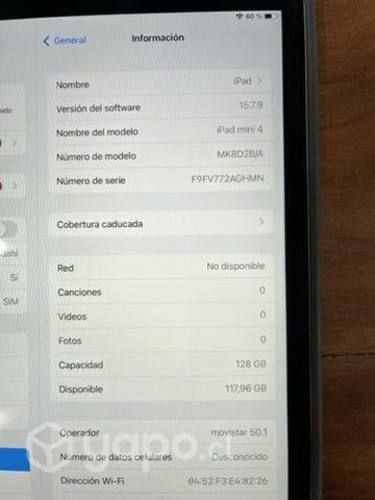 IPad mini 4 128gb + chip sim