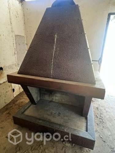 Grandiosa chimenea nueva de cobre y madera
