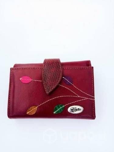 Monedero de Cuero Genuino Cardim (Rojo Oscuro)