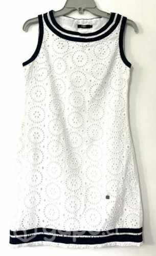 Vestido 100% Lino Marca Fbo Italy Talla Xs/s Blanc