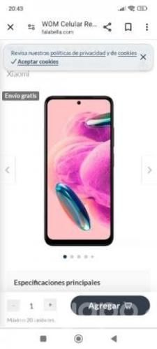 Xaomi redmi note S10 ram 8 GB , 128 GB
