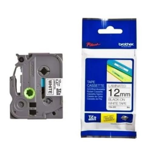Cinta brother tze-231, 12mm x 8m. negro sobre blan