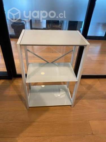 Mueble estante vidrio y metal blanco