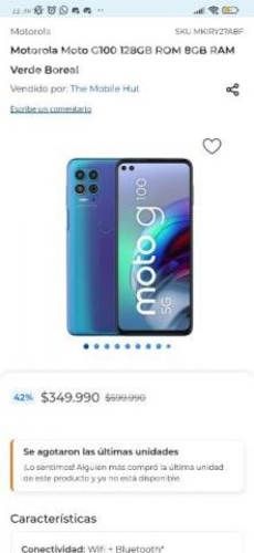 Teléfono Motorola G100