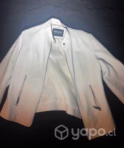 Chaqueta de cuero vegetal blanca mujer