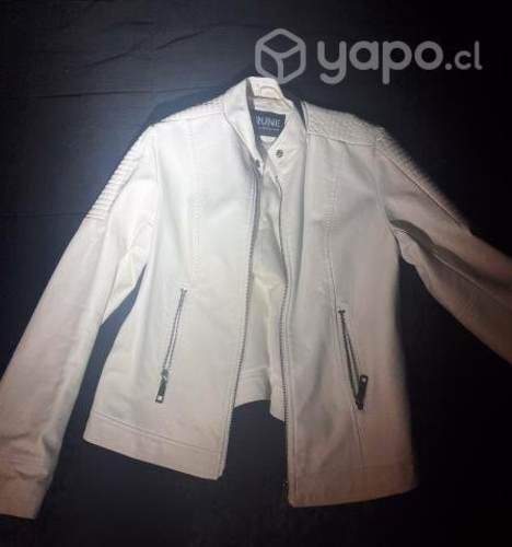Chaqueta de cuero vegetal blanca mujer