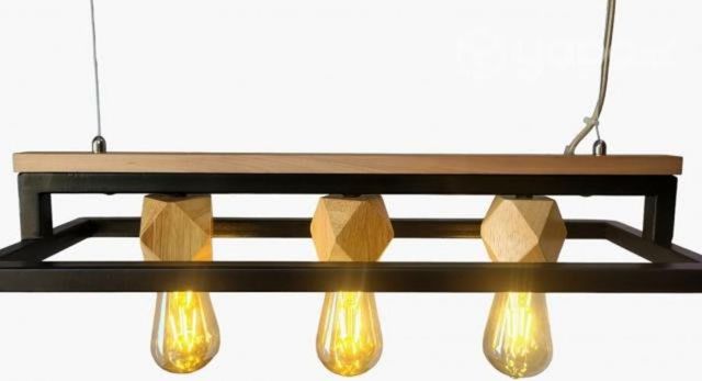 Lampara De Techo . Metal Y Madera Ajustable C/ampo