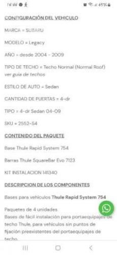 Barras portaequipaje para Subaru Impreza