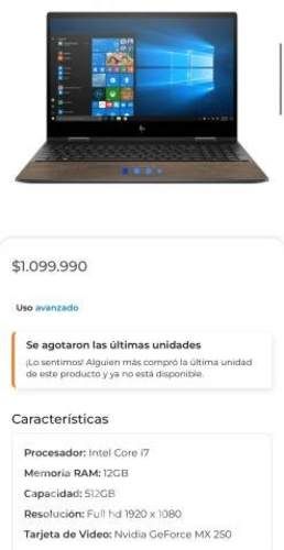 Notebook HP Envy 2en1 15-dr1001la Intel Core i7-10