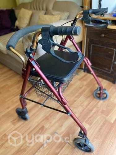 Andador con silla y ruedas para adulto mayor