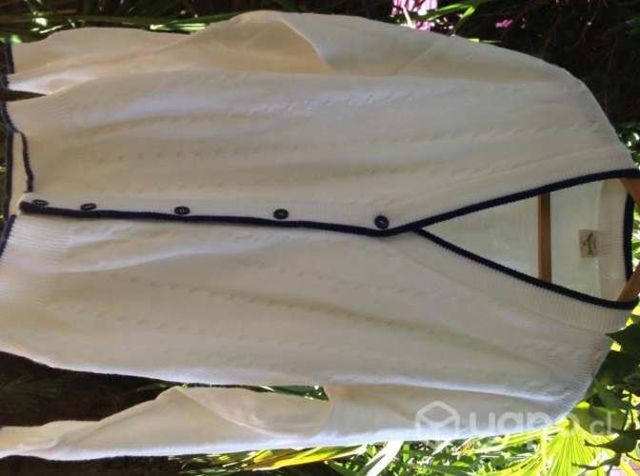 Chaleco blanco – azul de lana