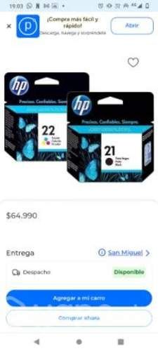 Tinta HP 22 21
