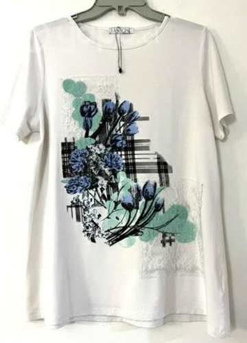 Polera Elasticada Marca Fashioni Talla M/L Blanco