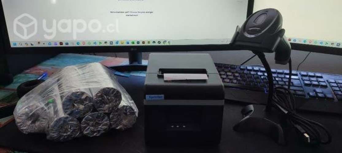 Pack impresora térmica, pistola lectora y rollos p