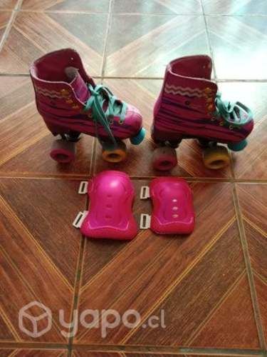 Patines para niña número 30, con rodilleras