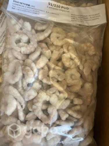 Camarones, papas y arroz