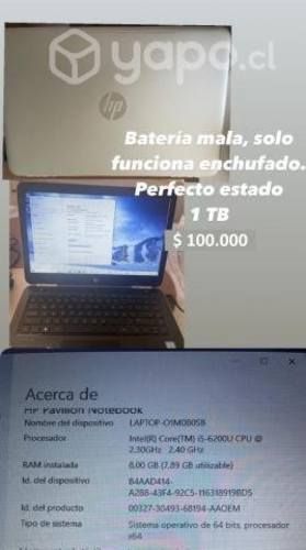 Notebook HP Pavilion c/ detalle