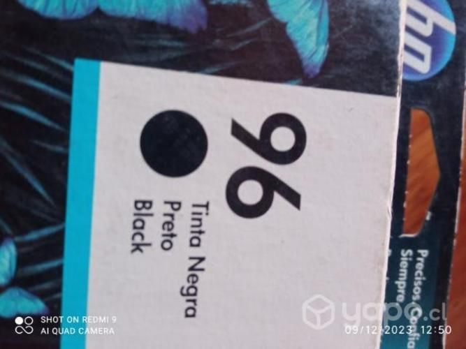 Tinta hp 96 black original de alta