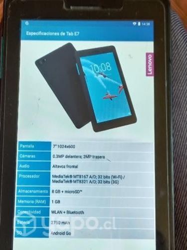 Tablet Lenovo Negro, con su cargador