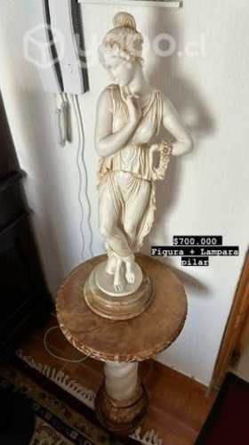 Figura adorno+lámpara pilar