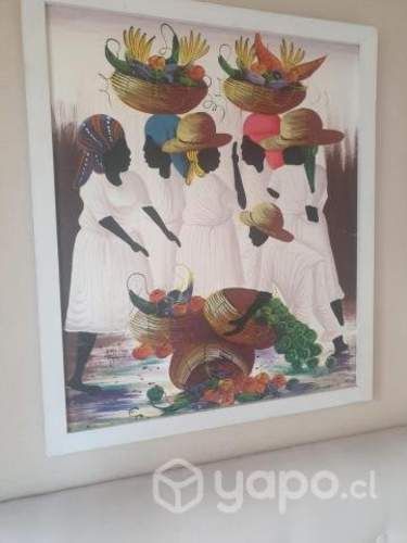 Cuadro de Rep. Dominicana enmarcado blanco