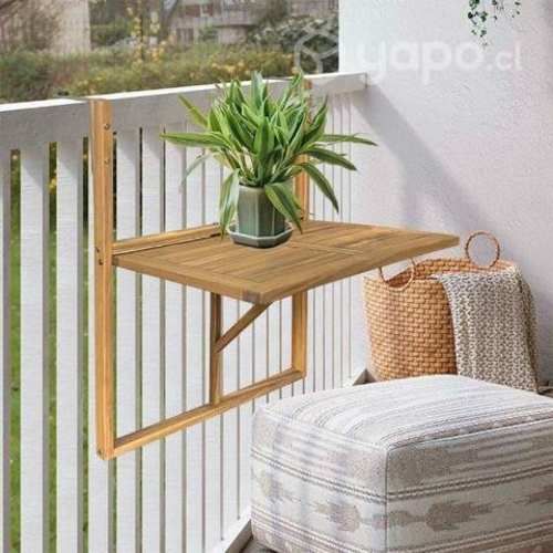 Mesa Plegable Colgante Balcon Madera Acacia Café