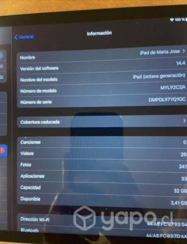 IPad 8va + Apple Pencil 1ra