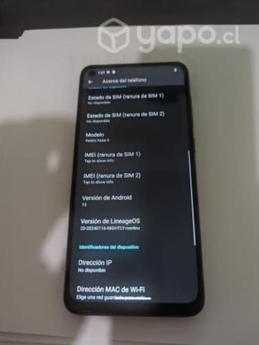 Redmi Note 9 (Con LineageOS instalado)