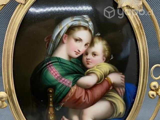 Antigua pila bautismal Porcelana pintad bronce oro