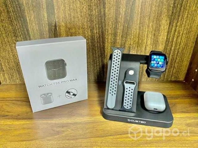 Reloj inteligente + audífonos y 2 correas