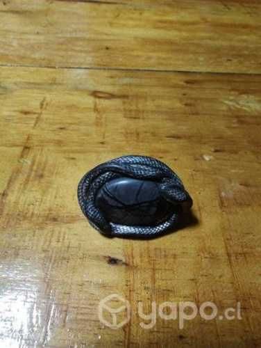 Anillo ajustable de alpaca, con piedra de mármol y