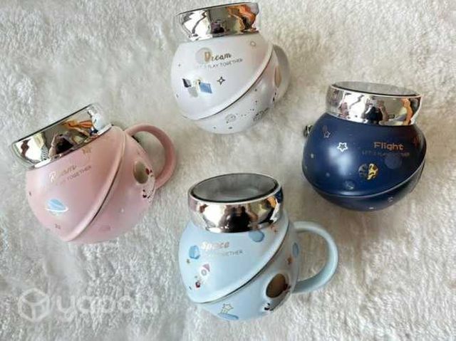 Taza astronauta + tapa con espejo