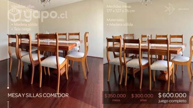 Juego de comedor completo, impecable