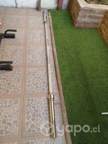 Barra Olímpica recta 220cm 2,2mt 20kg con seguros