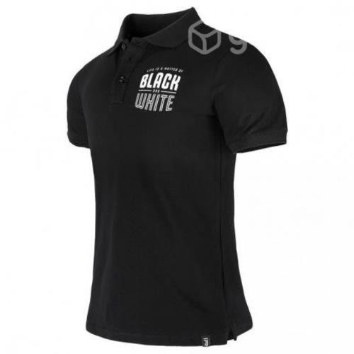 Polera Juventus Polo Negra Cuello Grafico Black