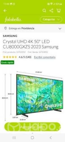 Televisor Samsung Crystal UHD 4K 50 , NUEVO.