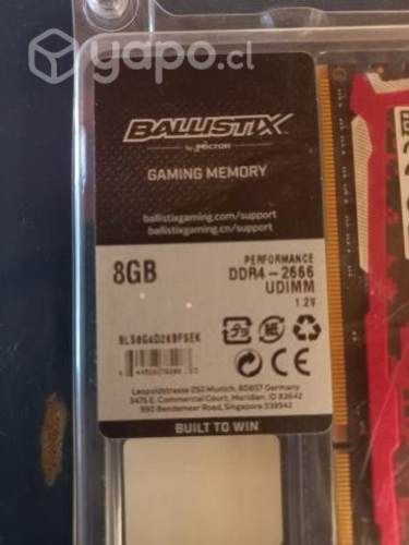 Memoria Ram 8 gb 2666Mhz Roja