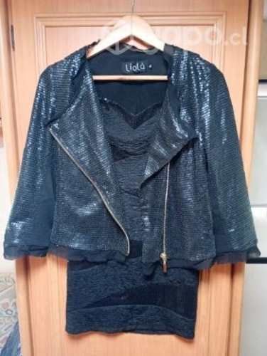 conjunto de lentejuelas negro con 1 solo uso