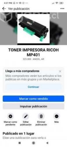 Toner impresora Ricoh mp401