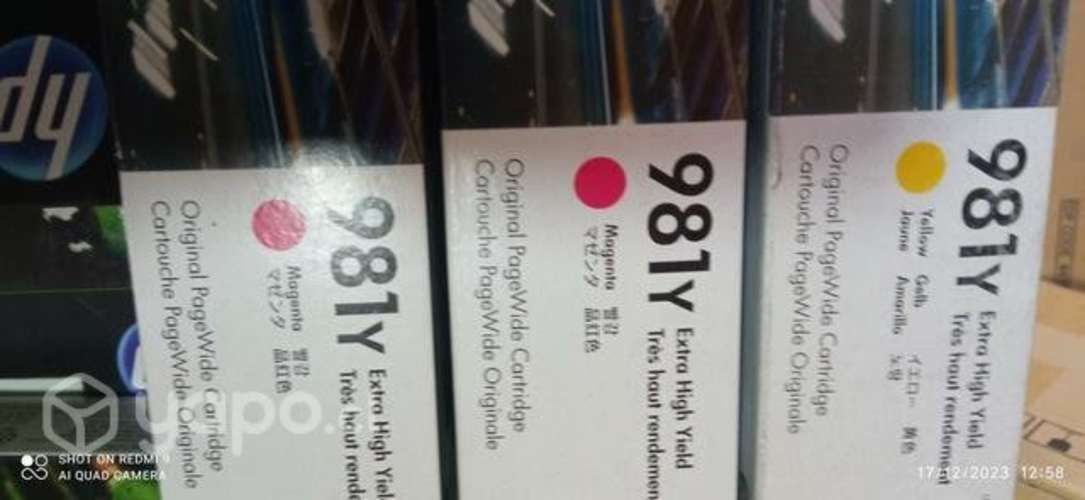 Tintas HP 981y colores originales de alta
