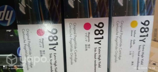 Tintas HP 981y colores originales de alta