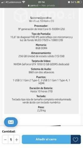 Notebook hp pavillion gaming i5 16 gb ram gtx 1050