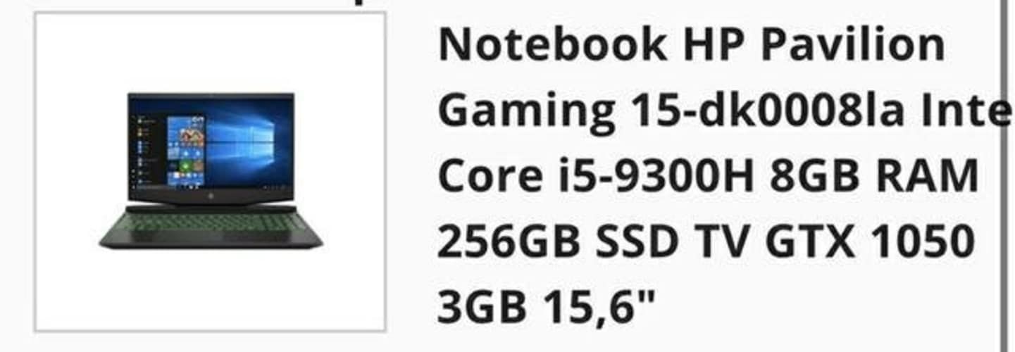 Notebook hp pavillion gaming i5 16 gb ram gtx 1050