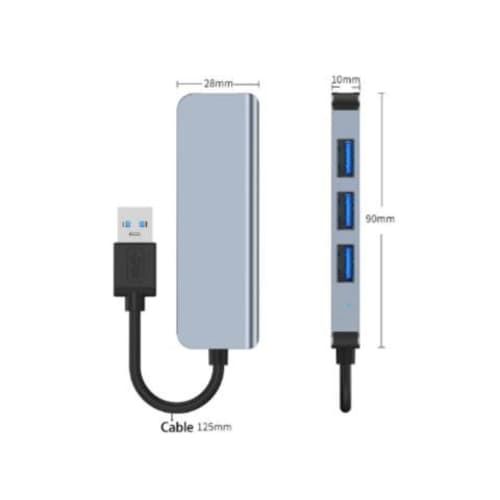 Adaptador Hub Usb 3,0 4en1 5 GBPS Plateado