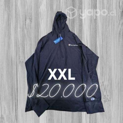 Polera champion con gorro negra xxl