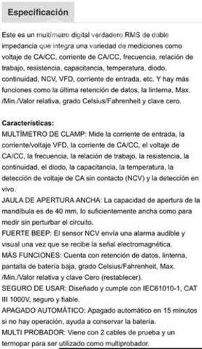 HaboTest HT208D medidor Voltaje 1000V Ohm Hz temp