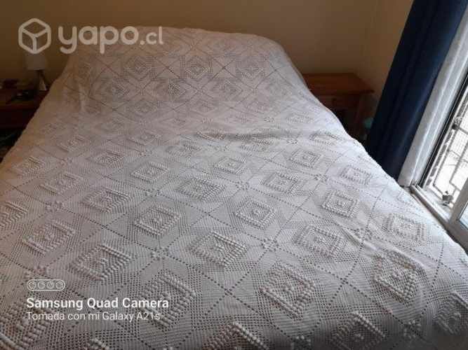 Cubrecama crochet 2 plazas color blanco