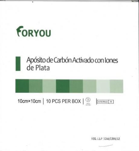 Apósito De Carbón Activado + Plata 10x10 10 Unidad